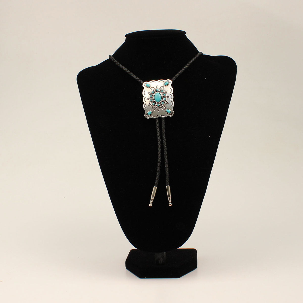 M&F Rectangle with Turquoise Stone Bolo Tie