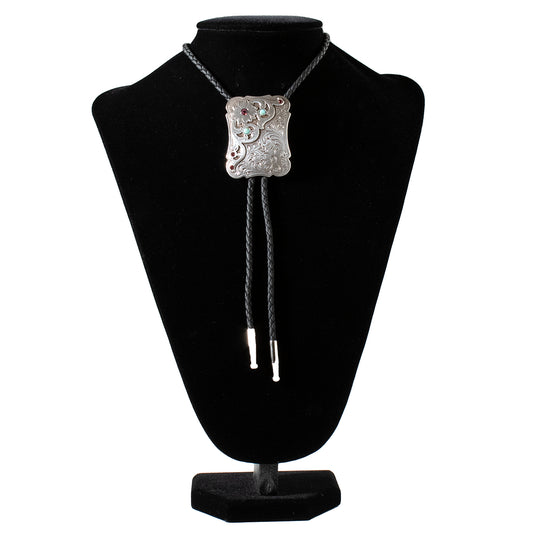 M&F Off Center Turquoise and Purple Stone Bolo tie