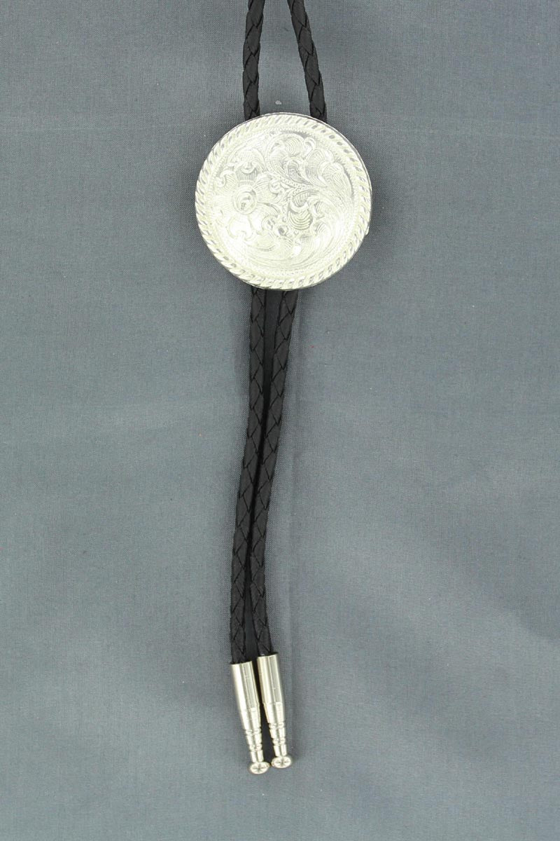 Double S Round Silver Bolo Tie