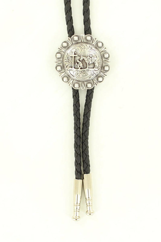 M&F Round Praying Cross Bolo Tie