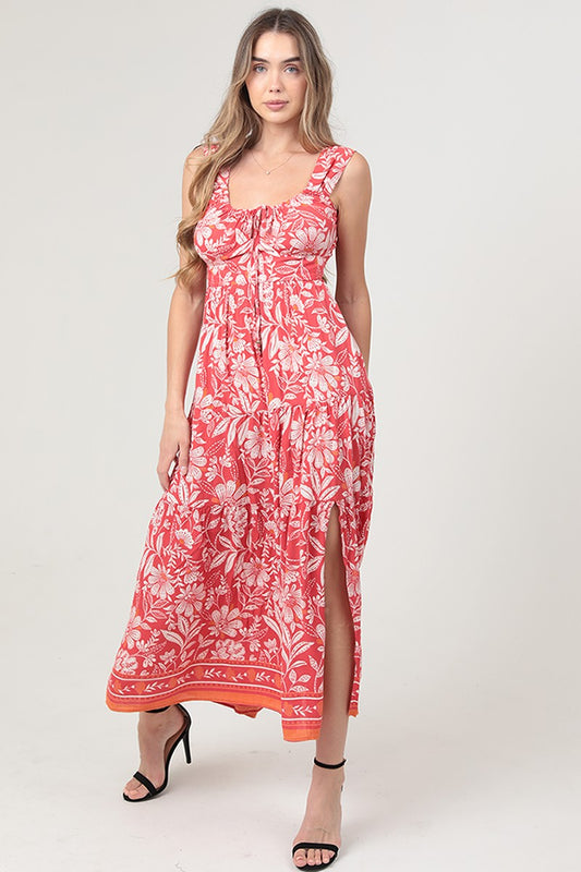 Angie Red/Orange Side Slit Dress