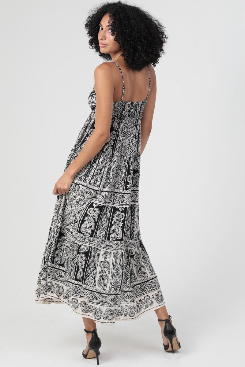 Angie V Neck Maxi Dress Black Multi