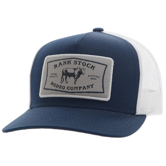 Hooey Rank Stock Hat Navy/White with Grey/White Patch