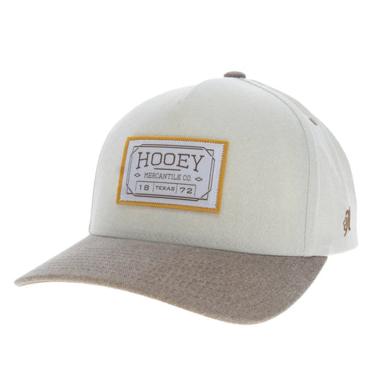 Hooey Doc White 5-Panel Trucker with Brown Bill and Yellow Brown Patch