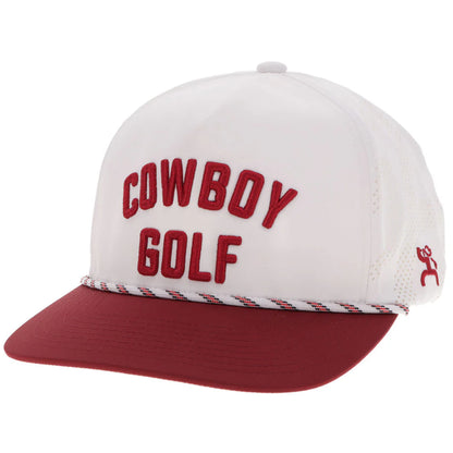Hooey Cowboy Golf Hat White & Red with Red Stitching