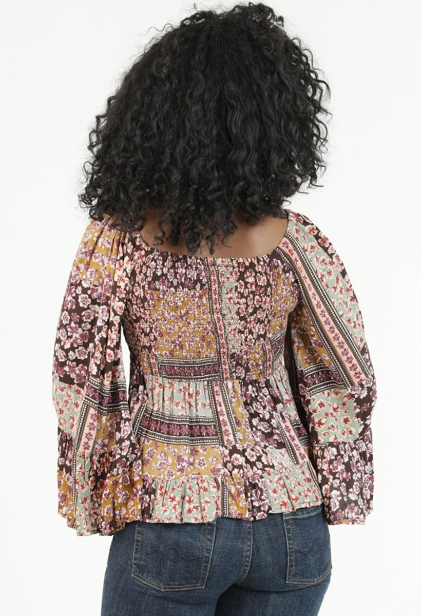 Angie Long Flair Sleeve Top Expresso