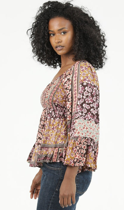 Angie Long Flair Sleeve Top Expresso