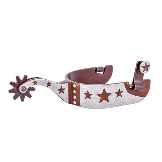Cowboy Tack Antique Medium Spurs Stars with Silver Trim