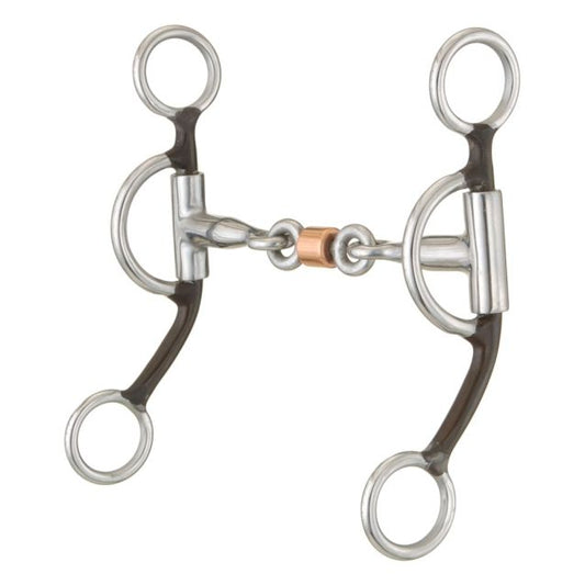 Kelly Silver Star Antique Brown 3 Piece Dogbone Roller Snaffle Bit