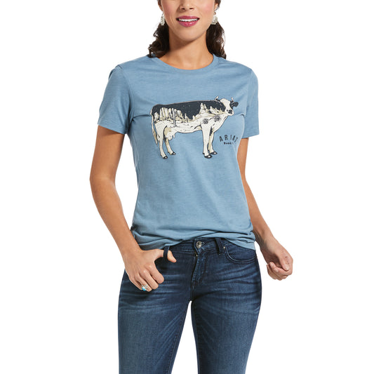 Ariat Cowscape Tee Denim Blue Heather