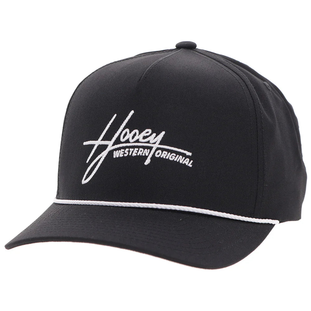 Hooey Mark Out Black 5-Panel Trucker with White Stitching