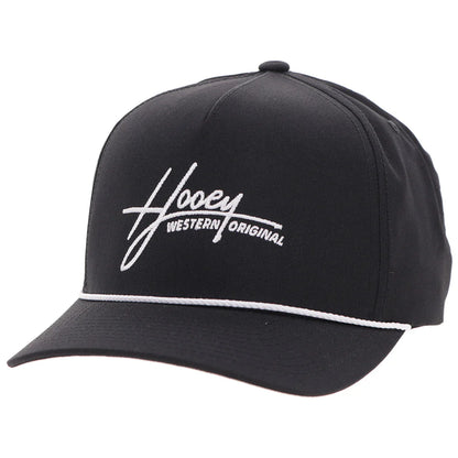Hooey Mark Out Black 5-Panel Trucker with White Stitching