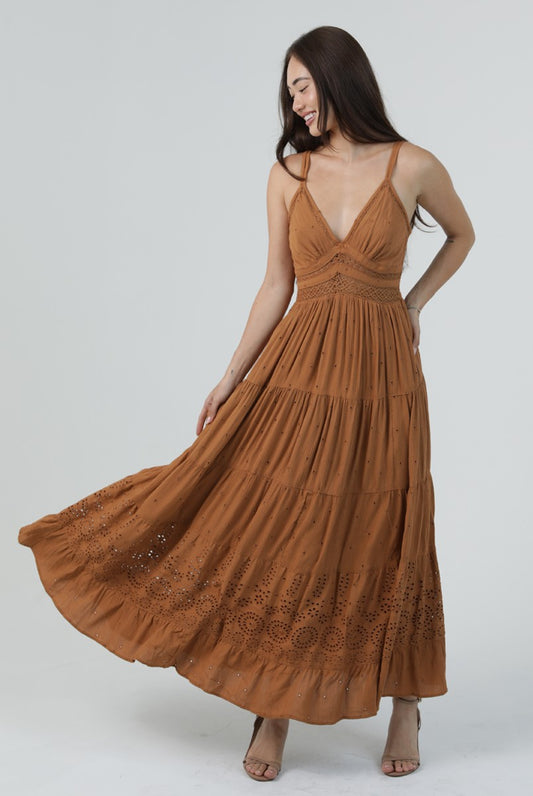 Angie V Neck Maxi Dress Desert