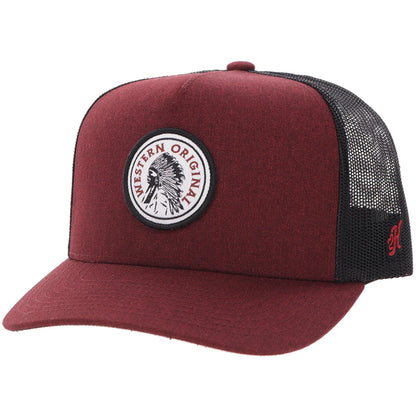 Hooey Quanah Red Black 5-Panel Trucker with White Black Red Circle Patch