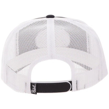 Hooey Pabst Blue Ribbon Black White 5-Panel Trucker with White Black Blue Red Patch