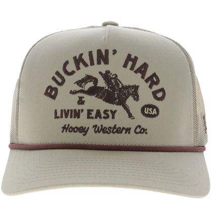 Hooey Buckin' Hard 5-Panel Trucker Snapback Hat Tan