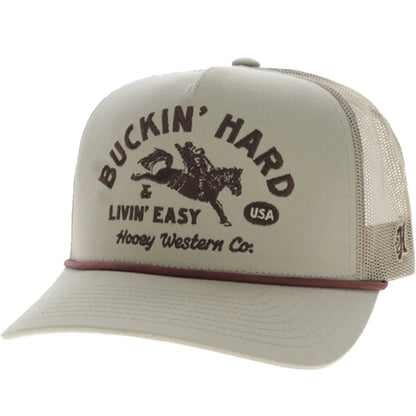 Hooey Buckin' Hard 5-Panel Trucker Snapback Hat Tan