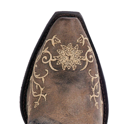 Laredo Jasmine Bone Embroidered Snip Toe