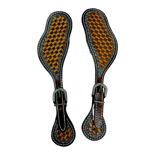 Epic Animal Basketweave with Blue Trim Spur Straps