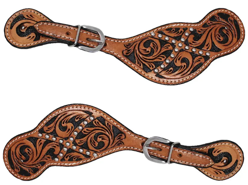 Epic Animal Tooled Spur Straps with Dots