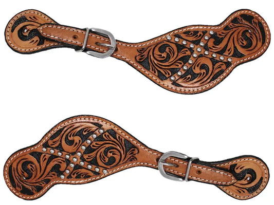 Epic Animal Tooled Spur Straps with Dots