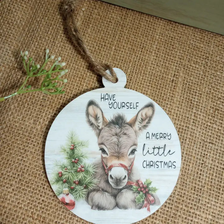 Bluegrass Burlap Round Christmas Ornament