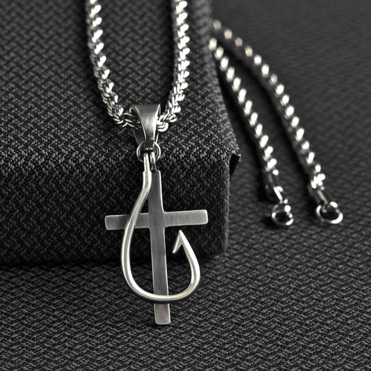 Twister Chain Silver Cross Fish Hook