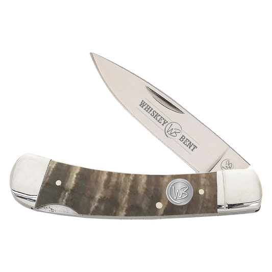 Whiskey Bent Natural Bone Ram Horn Lock Blade