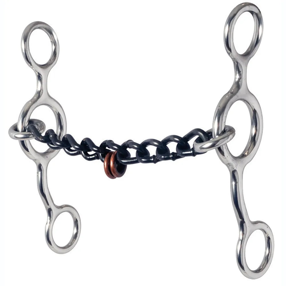 Reinsman Stage B Junior Cow Horse Chain with Pacifiers Bit