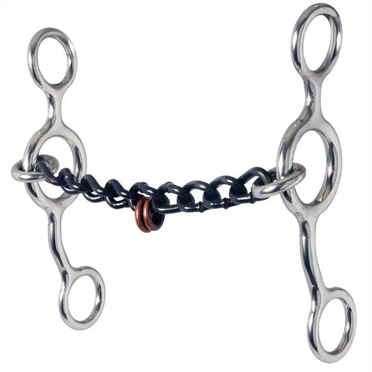 Reinsman Stage B Junior Cow Horse Chain with Pacifiers Bit