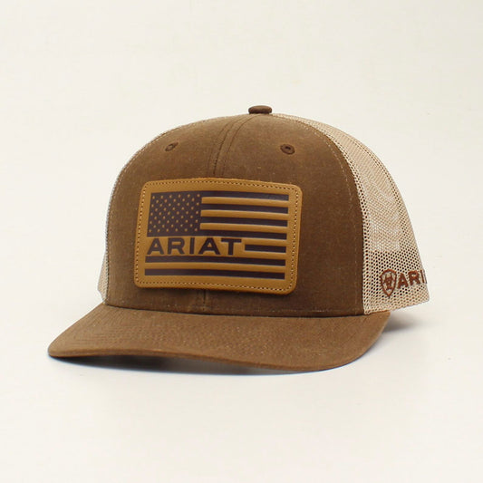 Ariat Flag Patch Oilskin Brown Hat