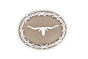 Nocona Barbed Wire Longhorn Buckle