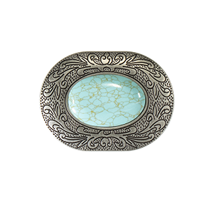 Blazin Roxx Oval Turquoise Scroll Belt Buckle