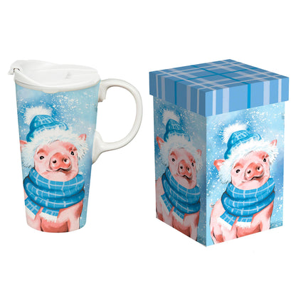 Evergreen Holiday Pig Travel Cup Ceramic Perfect Cup