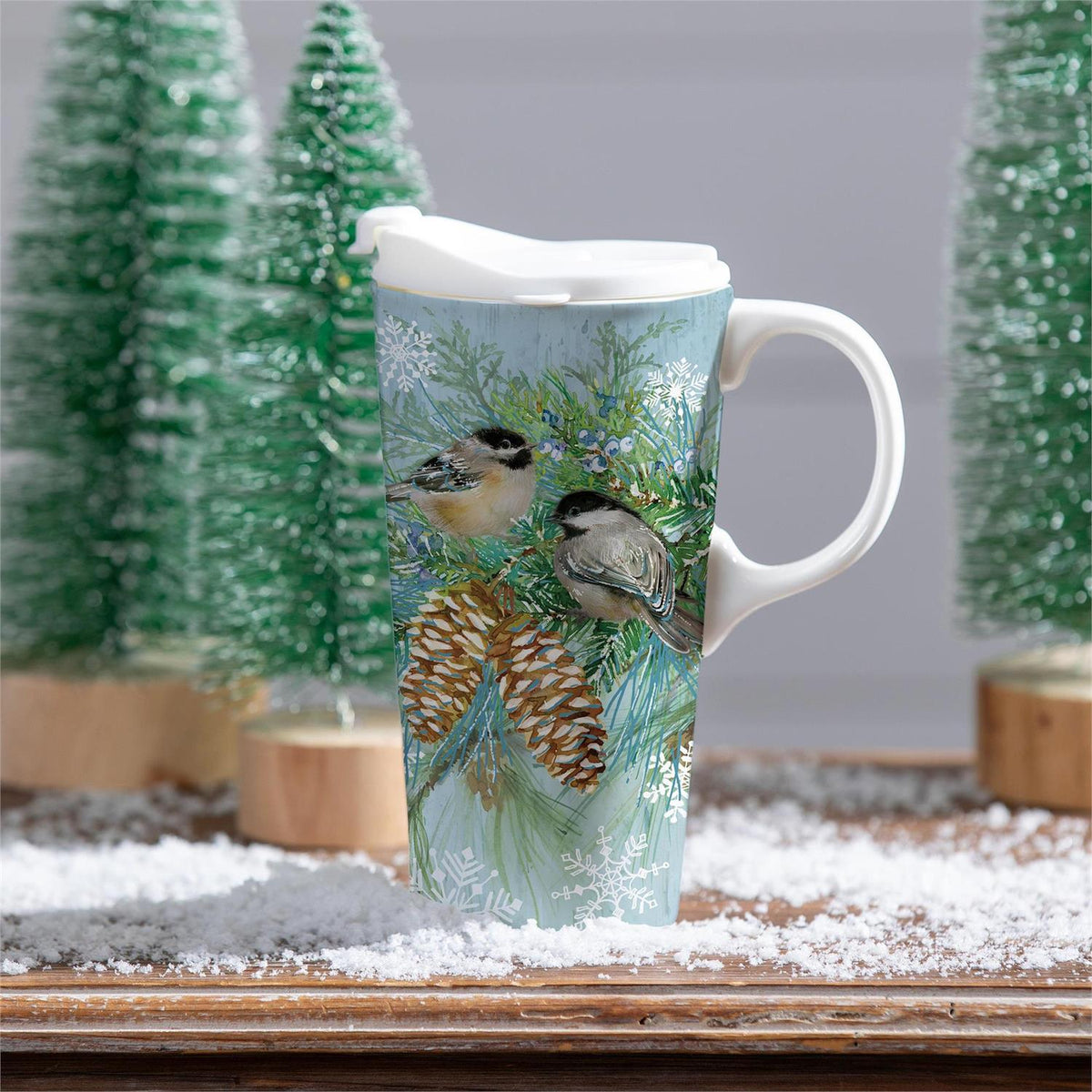 Evergreen Ceramic Travel Cup Snowbirds