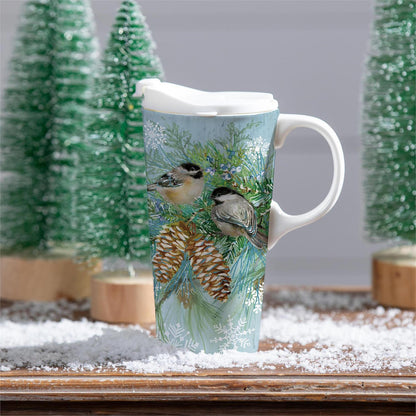 Evergreen Ceramic Travel Cup Snowbirds