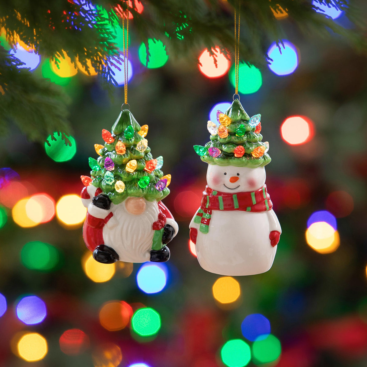 Evergreen LED Ceramic Ornament with Christmas Tree Hat