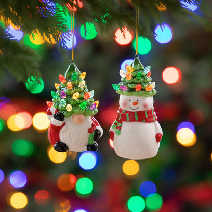 Evergreen LED Ceramic Ornament with Christmas Tree Hat