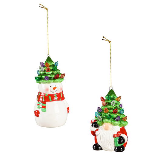 Evergreen LED Ceramic Ornament with Christmas Tree Hat