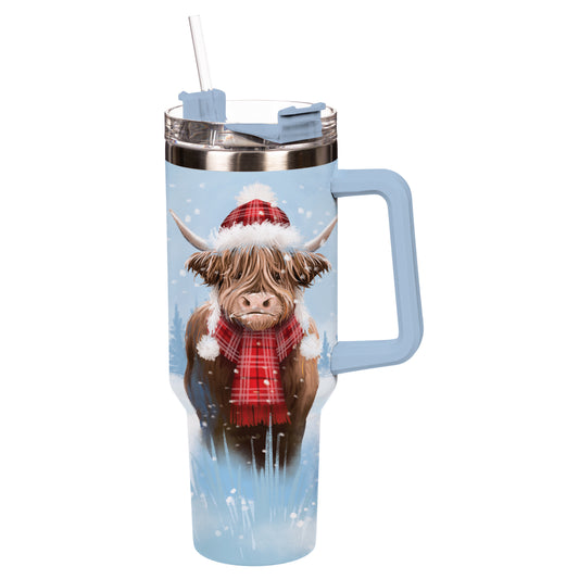 Evergreen Holiday Poinsettia Tumbler Stainless Steel Canyon