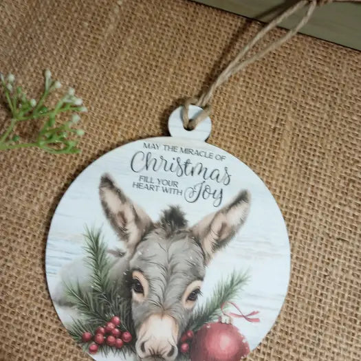 Bluegrass Burlap Round Christmas Ornament