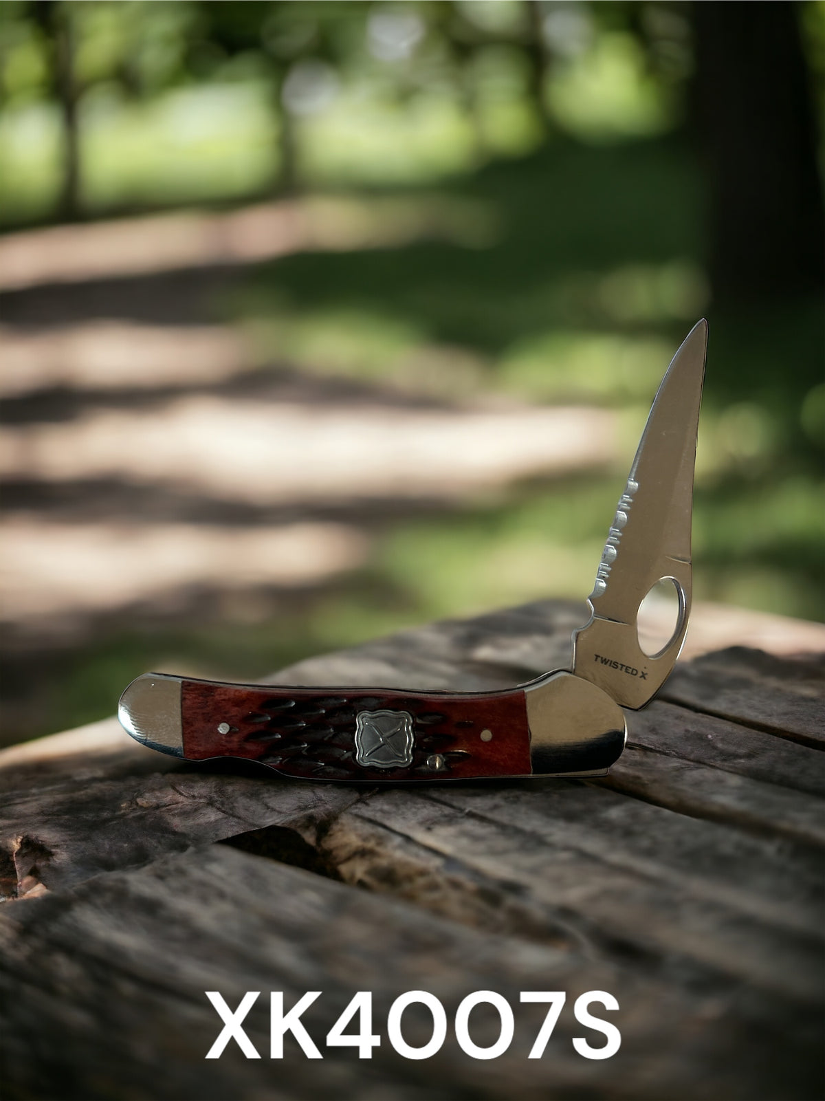 Twisted X Rootbeer Serrated Blade Knife