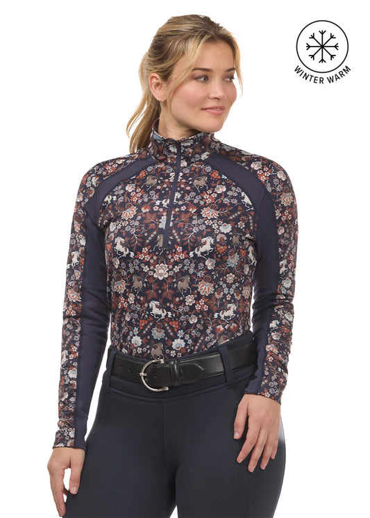 Kerrits First Level Quarter Zip Fleece Tech Top Print Galaxy Blue Fairy Tails