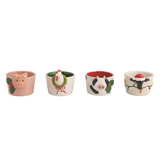 Mudpie Farm Christmas Animal Tidbit Bowl