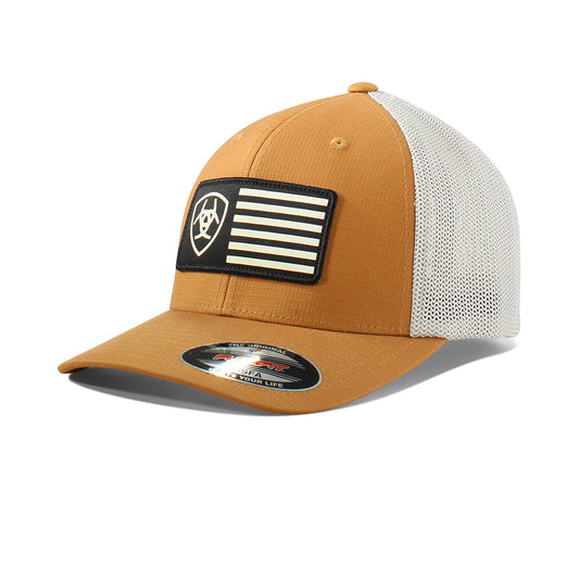 Ariat Tan/White American Flag Patch Hat