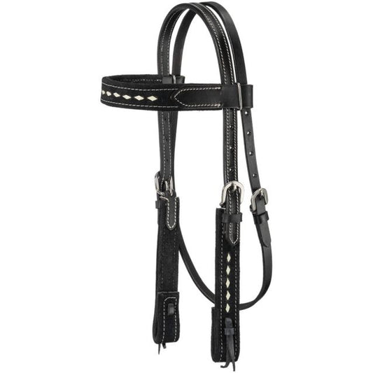Tough 1 Buckstitch Suede Pony Browband Headstall