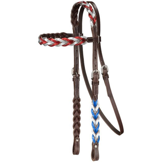 Tough 1 Patriotic Braided Leather Browband Headstall