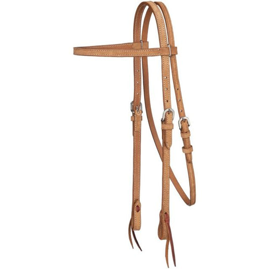 Tough 1 Plain Leather Browband Headstall Natural Roughout