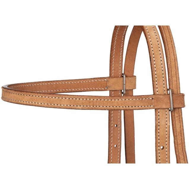 Tough 1 Plain Leather Browband Headstall Natural Roughout