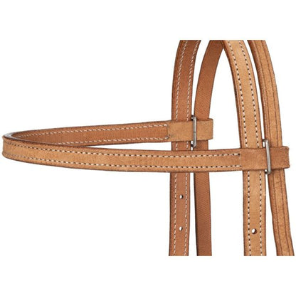 Tough 1 Plain Leather Browband Headstall Natural Roughout